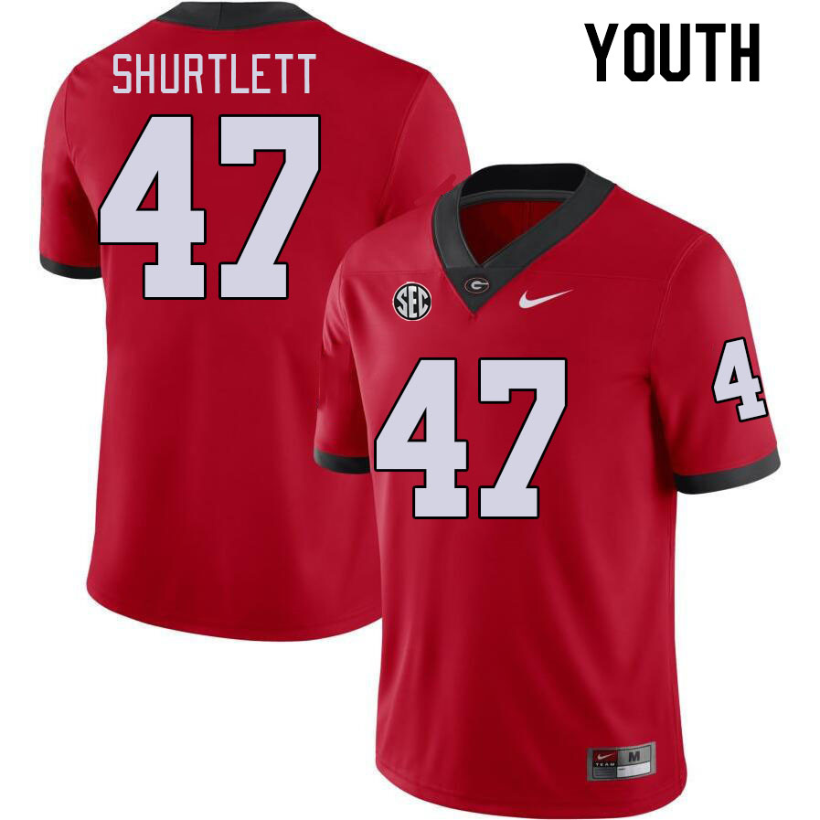 Youth #47 Sam Shurtlett Georgia Bulldogs College Football Jerseys Stitched-Red